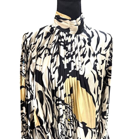 NWT Beulah Style Tiger Party Dress Women Pleated Maxi Dress Black/White Abstract - Picture 14 of 14